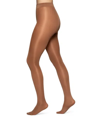 Hue Women's Super Gloss Opaque Tights In Caramel