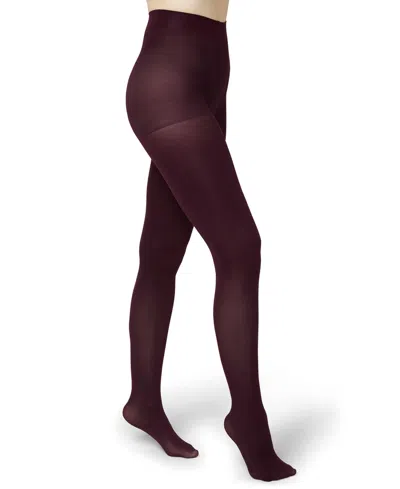 Hue Women's Super Opaque Control Top Tights In Burgundy