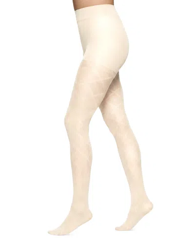 Hue Women's Textured Diamond Sheer Lightweight Tights In Ivory