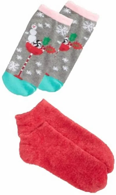 Hue Women's Ultra Comfy Ankle Socks Gift Box - Set 2 Pairs In Gray/red In Multi