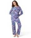 Hue Women's Waffle Fleece Pajama Set In Blue