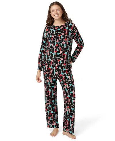 Hue Women's Waffle Fleece Pajama Set In Multi