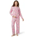 Hue Women's Waffle Fleece Pajama Set In Pink