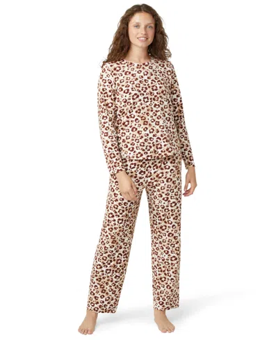 Hue Women's Waffle Fleece Pajama Set In White
