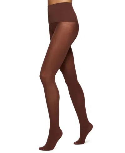Hue Women's Yoga Waistband Ribbed-front Tights In Brown