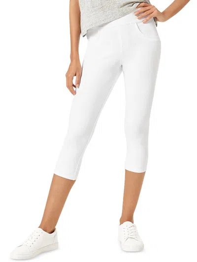 Hue Womens Cropped High Rise Leggings In White