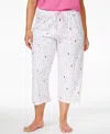Hue Womens Plus Size Sleepwell Printed Knit Capri Pajama Pant Made With Temperature Regulating Technolog In White