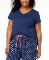 Hue Womens Plus Size Sleepwell Solid S/s V-neck T-shirt With Temperature Regulating Technology In Medieval