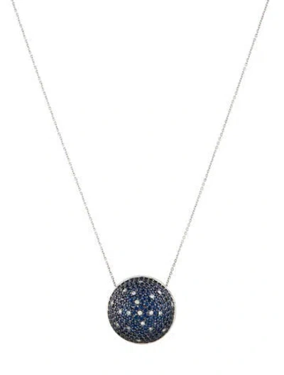Pre-owned Hueb 18k 1.30ctw Sapphire & Diamond Dome Pendant Necklace, 18" In Multi