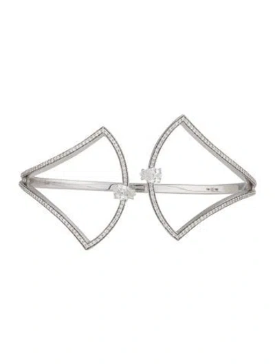 Pre-owned Hueb 18k 1.58ctw Diamond Spectrum Hinged Cuff Bracelet, 7" In Multi