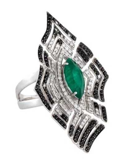 Pre-owned Hueb 18k 1.64ct Emerald & Diamond Cocktail Ring In Multi