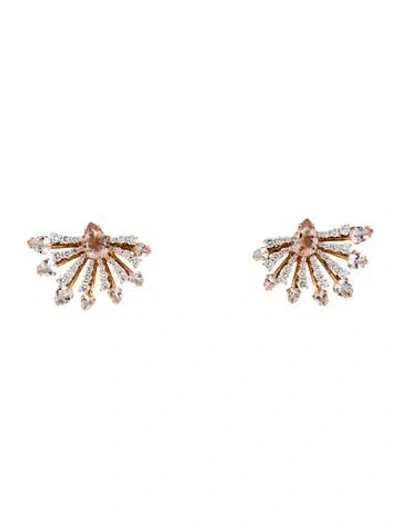 Pre-owned Hueb 18k 4.75ctw Morganite & Diamond Botanica Stud Earrings In Multi
