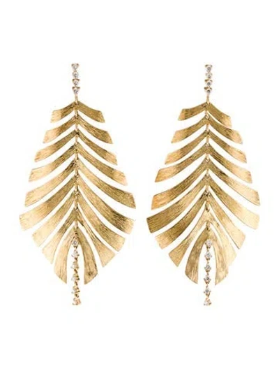 Pre-owned Hueb 18k Diamond Bahia Leaf Drop Earrings In Multi