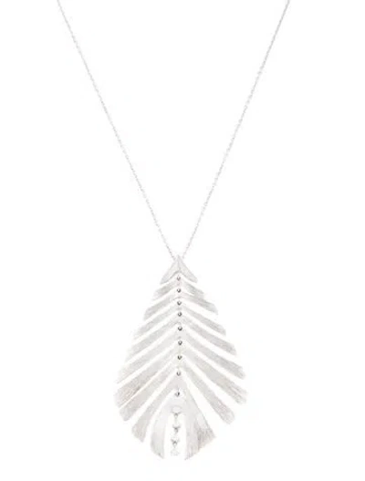 Pre-owned Hueb 18k Diamond Bahia Leaf Pendant Necklace, 18.5" In Multicolor