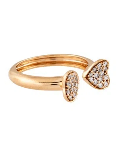 Pre-owned Hueb 18k Diamond Double Heart Cocktail Ring In Multicolor
