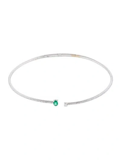 Pre-owned Hueb 18k Emerald & Diamond Spectrum Choker Necklace, 13" In Multicolor