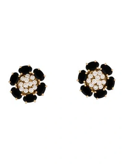 Pre-owned Hueb 18k Onyx & Diamond Convertible Stud Earrings In Multicolor