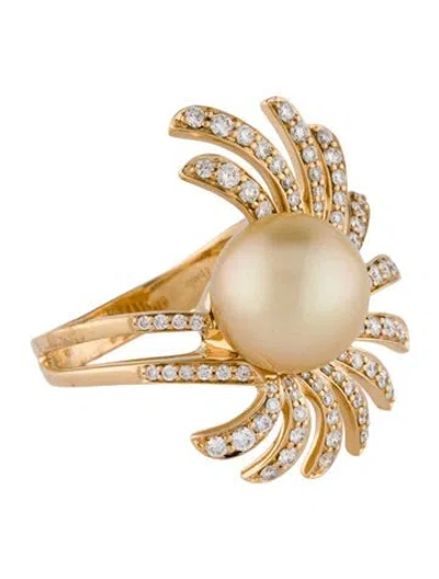 Pre-owned Hueb 18k Pearl & Diamond Apus Ring In Multi