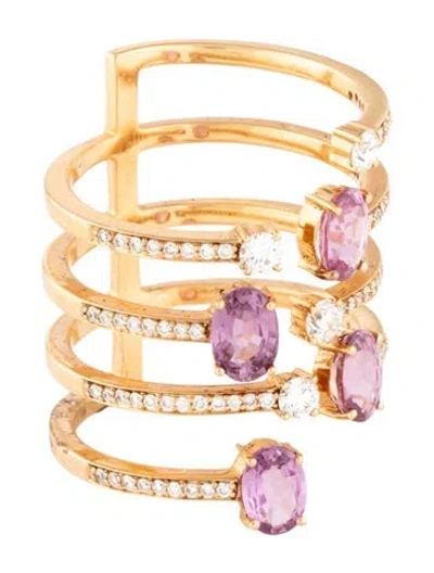 Pre-owned Hueb 18k Pink Sapphire $ Diamond Spectrum Cocktail Ring In Multicolor