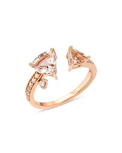 Hueb 18k Rose Gold Mirage Morganite & Diamond Cuff Ring In Pink/rose Gold