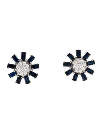 Pre-owned Hueb 18k Sapphire & Diamond Convertible Stud Earrings In Multicolor