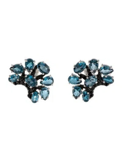 Pre-owned Hueb 18k Spinel & Topaz Stud Earrings In Multicolor