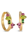Hueb Amazonia Buriti Diamond & Semiprecious Huggie Hoop Earrings In Yellow Gold