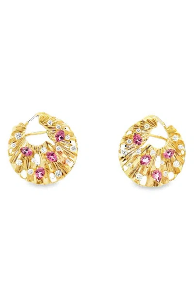 Hueb Bahia 18k Gold Diamond & Pink Garnet Earrings