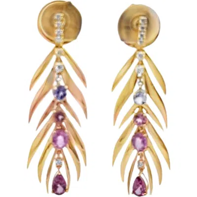 Hueb Bahia 18k Gold Gemstone Drop Earrings In Yellow Gold