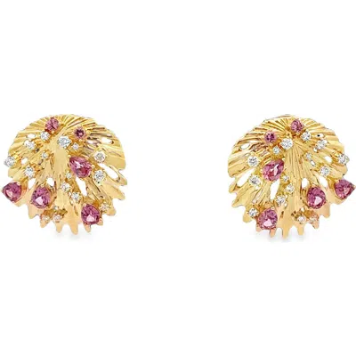 Hueb Bahia 18k Gold Pink Garnet & Diamond Earrings