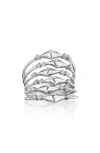 Hueb Luminus Stacked Diamond Ring In White Gold