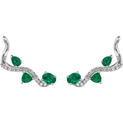Hueb Mirage Emerald & Diamond Ear Crawlers In Metallic
