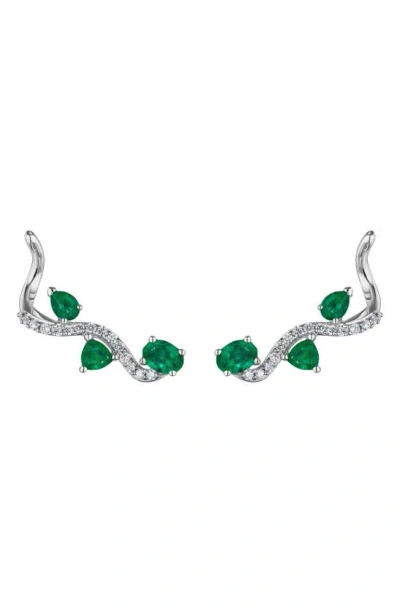 Hueb Mirage Emerald & Diamond Ear Crawlers In White Gold