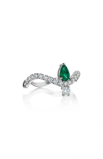 Hueb Mirage Emerald & Diamond Ring In White Gold