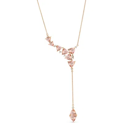 Hueb Mirage Rose Morganite & Diamond Asymmetric Necklace In Pink Gold
