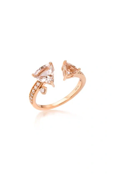 Hueb Mirage Rose Morganite & Diamond Open Ring In Pink Gold