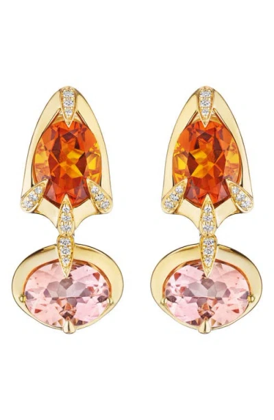 Hueb Onsa 18k Yellow Gold Earrings In Multi