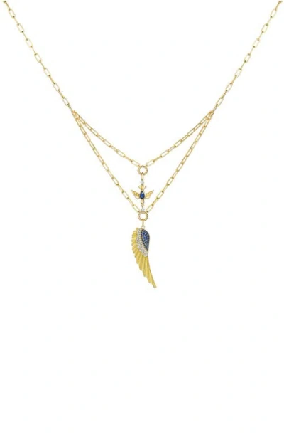 Hueb Penka 18k Gold Layered Pendant Necklace In Green