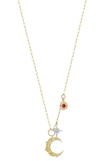 Hueb Penka Diamond & Ruby Multicharm Necklace In Gold