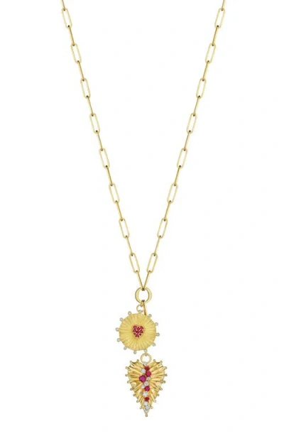 Hueb Penka Ruby & Diamond Pendant Necklace In Pink