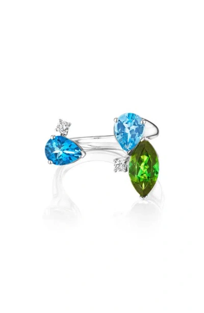 Hueb Topaz & Emerald Open Ring In Green