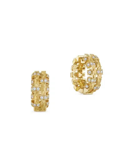 Hueb Women's Amazonia Palha 18k Yellow Gold & 0.72 Tcw Diamond Hoop Earrings