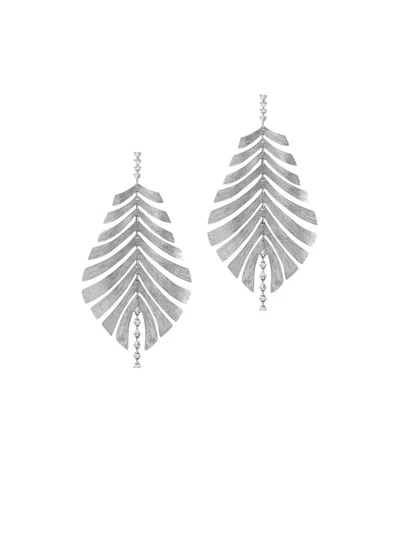 Hueb Women's Bahia 18k White Gold & 0.36 Tcw Diamond Palm Leaf Drop Earrings In Metallic