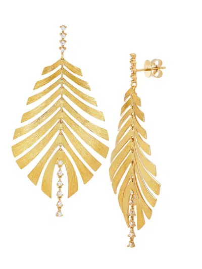Hueb Women's Bahia 18k Yellow Gold & Diamond Leaf Earrings