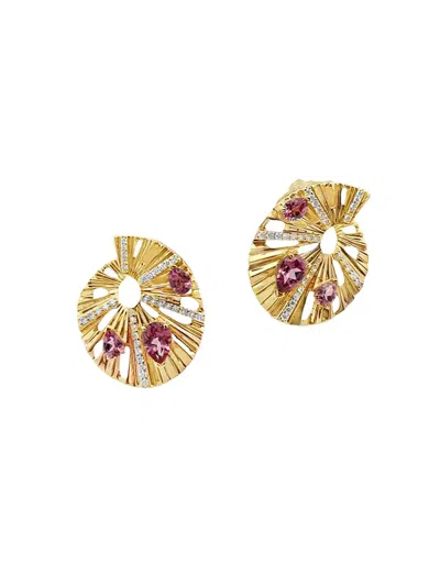 Hueb Women's Bahia 18k Yellow Gold, Pink Garnet & 0.31 Tcw Diamond Drop Earrings