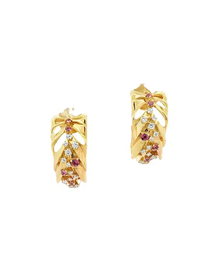 Hueb Women's Bahia 18k Yellow Gold, Pink Garnet & 0.46 Tcw Diamond Drop Earrings