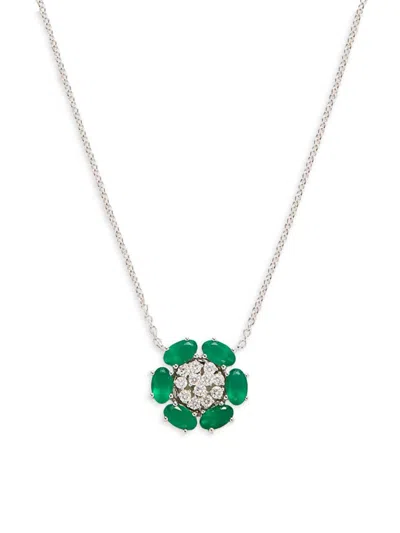 Hueb Women's Bestow 18k White Gold, Green Onyx & Diamond Pendant Necklace