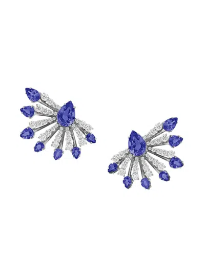 Hueb Women's Botanica 18k White Gold, Blue Tanzanite & Diamond Oversized Stud Earrings
