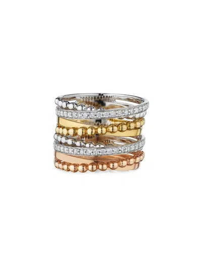 Hueb Women's Bubbles 18k Tri Tone Gold & 0.36 Tcw Diamond Ring