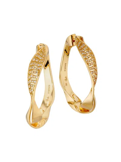 Hueb Women's Dunas 18k Yellow Gold & 0.25 Tcw Diamond Hoop Earrings